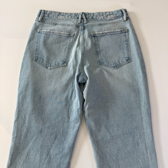 Good American Mom Jeans Women's Sz 10 / 30 High Waist Distressed Light Wash Blue - Picture 10 of 16